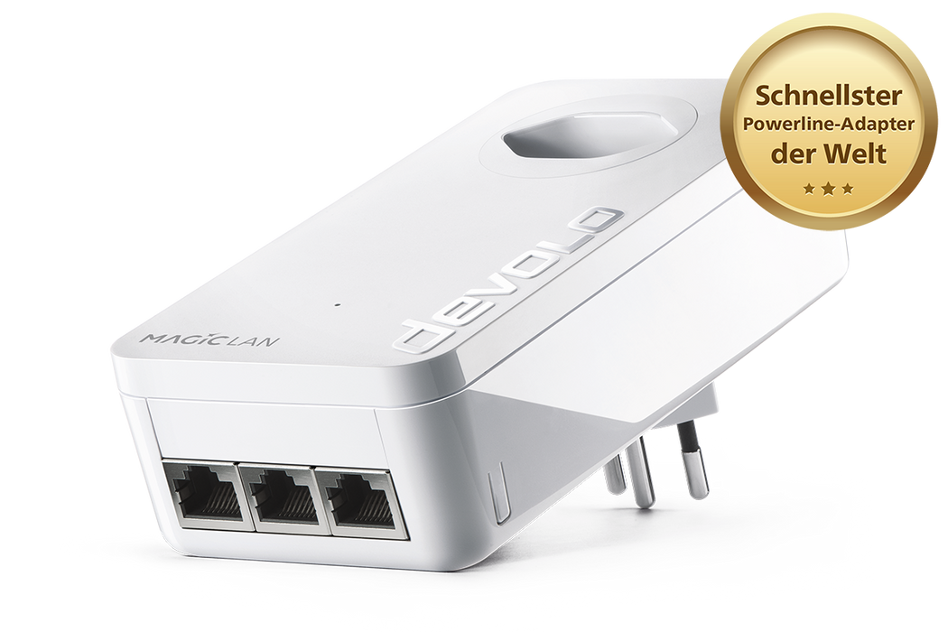 devolo Powerline Adapter Magic 2 LAN triple liegend
