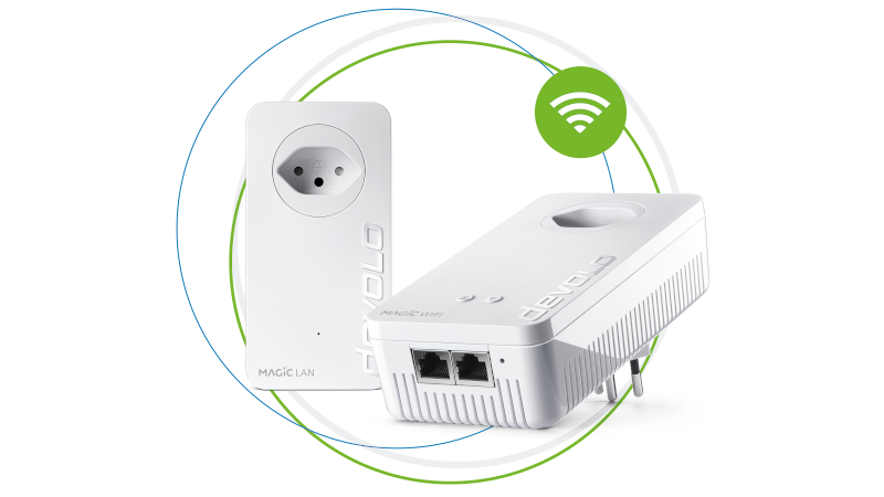 devolo Powerline Adapter Magic 2 WiFi next Starter Kit in Kreisen und WiFi Welle