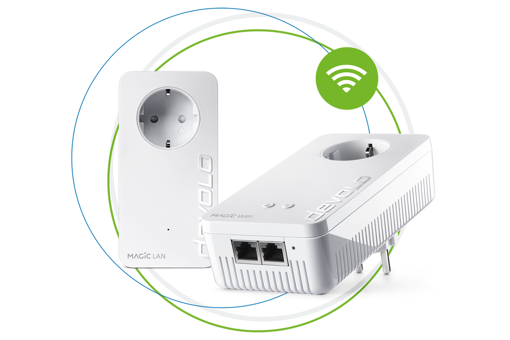 devolo Powerline Adapter Magic 2 WiFi next Starter Kit in Kreisen und WiFi Welle