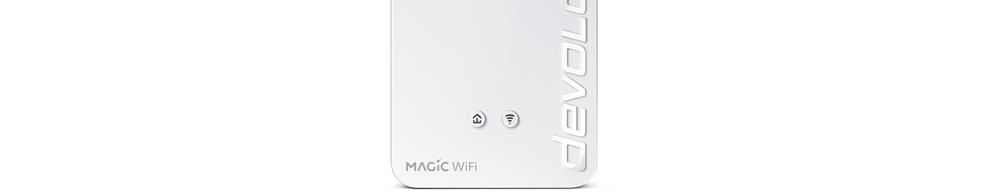 Ein devolo Magic 2 Powerline-Adapter in eindrucksvoller Großaufnahme.