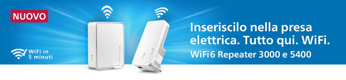 Stendardo devolo WiFi 6 Repeater 5400 e WiFi 6 Repeater 3000