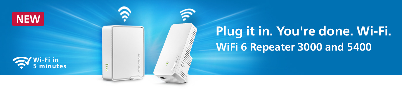Banner devolo WiFi 6 Repeater 5400 and WiFi 6 Repeater 3000