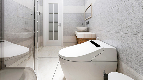 Ein Badezimmer mit smartem WC.