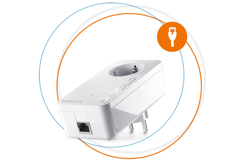 devolo Powerline Adapter Magic 1 LAN in Kreisen und LAN-Anschluss Zeichen