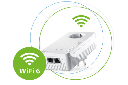 devolo Magic 2 WiFi 6 Powerline-Adapter Erweiterungsadapter mit Ringen und WiFi 6 Sticker