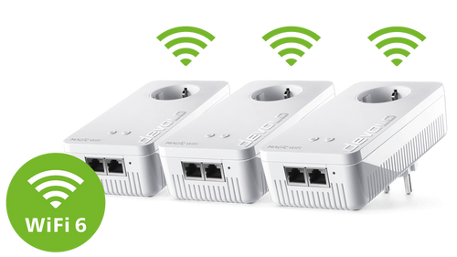 devolo Powerline Adapter Magic 2 WiFi 6 Mesh Multiroom Kit mit WiFi-Wellen und Wi-Fi 6 Sticker