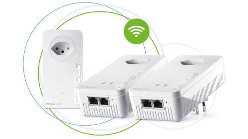 devolo Powerline Adapter Magic 2 WiFi next Multiroom Kit in Kreisen und WiFi Welle