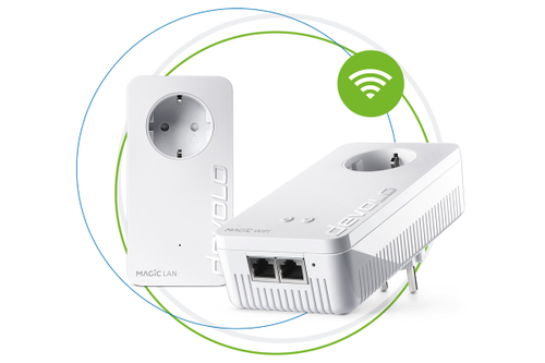 devolo Powerline Adapter Magic 2 WiFi next Starter Kit in Kreisen und WiFi Welle