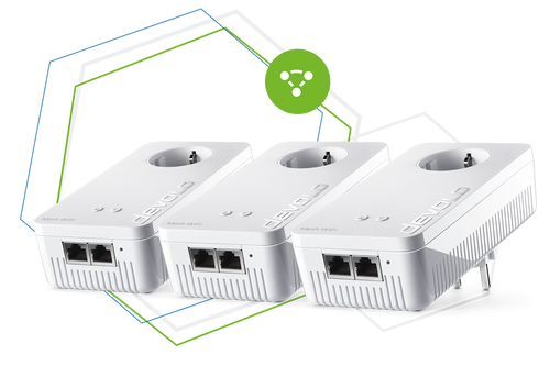 devolo Powerline Adapter Mesh WiFi 2 Multiroom Kit in Hexagons
