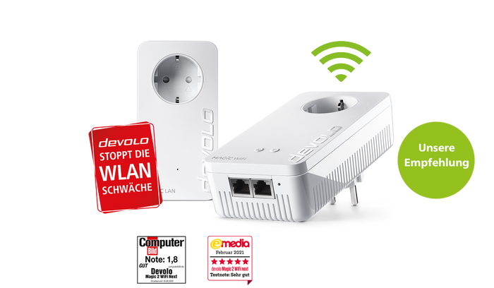 devolo Magic 2 WiFi next Starter Kit beste Noten Computerzeitschriften