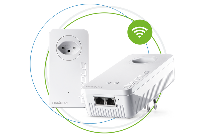 devolo Powerline Adapter Magic 2 WiFi next Starter Kit in Kreisen und WiFi Welle