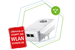 Mesh WLAN 2 devolo Powerline Adapter Mesh WiFi 2 in Hexagons und rote Karte